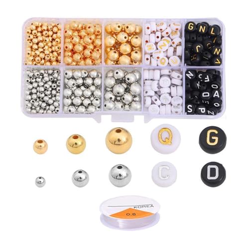 Brief Perlen Craft Perlen Schmuck Perlen Gold Silber Round Spacer Perlen Für Kunst & Handwerksprojekt Und Schmuckzucht von alloneslife