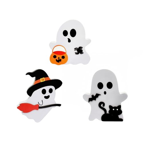 Halloween-Holzornamente, gespenstische Dekorationen, schwarze Katzen, Fledermaus, Hexen, Besen, Kürbis-Block, Tischschilder, Kürbis-Block von alloneslife