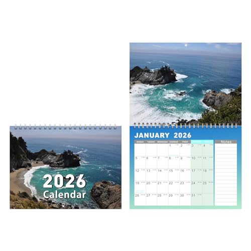 Kalender 2026, ästhetisch, 12 Monate von Jan.- Dez.2026, Wandkalender mit dickem Papier, Heimbüro, Tischdekoration, Monatswand von alloneslife