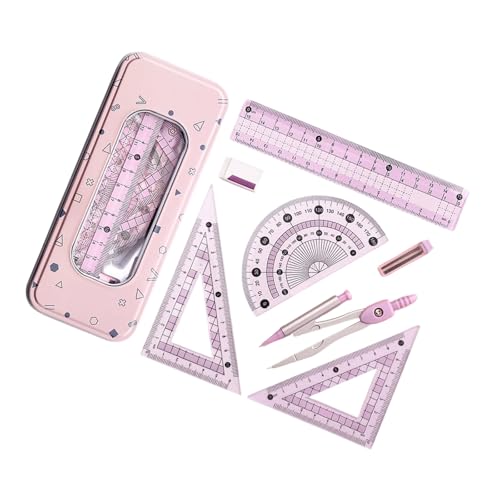 Multifunktionales Zeichenwerkzeug-Set mit Zirkel, Lineal, Winkelmesser, Radiergummi für Schule, Büro, Zuhause, in Organizer-Box, ABS-Kompass von alloneslife