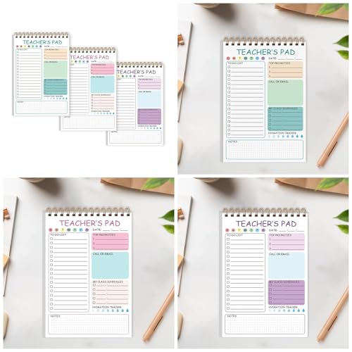 Notizblöcke für Lehrerplaner, tägliche Checkliste, 50 Blatt, undatiert, Doppelspulenbindung, Notizblöcke für Klassenzimmer, 3 Stück Notizblöcke für Lehrerplaner, tägliche Checkliste, 50 Blatt, undatiert, Doppelspulenbindung, Notizblöcke für Klassenzimmer, 3 Stück von alloneslife