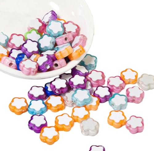 Packung Von 100 Wasserdichten Losen Abstandshalter Perlen Acrylherz/Blumen/Schmetterlingsbildern Kreative Schmuckzubehör von alloneslife