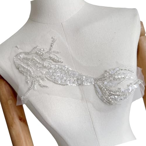 Stickerei Pailletten Spitze Applikation Nähen Stoff Kragen Patches Bestickte Applikation für Hochzeitskleid Kleid Brauthandwerk Stickerei Pailletten Spitze Applikation Nähen Stoff Kragen Patches Bestickte Applikation für Hochzeitskleid Kleid Brauthandwerk von alloneslife