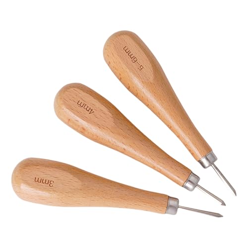 alloneslife 3 Stück Holzgriff Ledernähahle Werkzeug Lederhandwerk Nähwerkzeug für Ledergürtel, Ledertasche, Geldbörse, Näharbeiten alloneslife 3 Stück Holzgriff Ledernähahle Werkzeug Lederhandwerk Nähwerkzeug für Ledergürtel, Ledertasche, Geldbörse, Näharbeiten von alloneslife