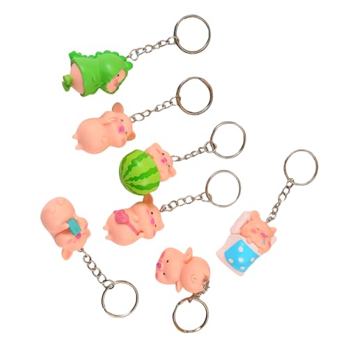alloneslife Lustige Schweine-Schlüsselanhänger für Bauernhof-Mottopartys, Tieranhänger, Autoschlüssel-Zubehör für Frauen und Mädchen, 7 Stück von alloneslife
