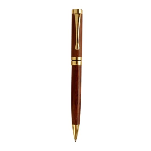 alloneslife Metall-Kugelschreiber, Holz-Stift, Bürostift, Business-Stift, zum Öffnen/Schließen für Büro, Hotel, Empfang (goldrot) von alloneslife