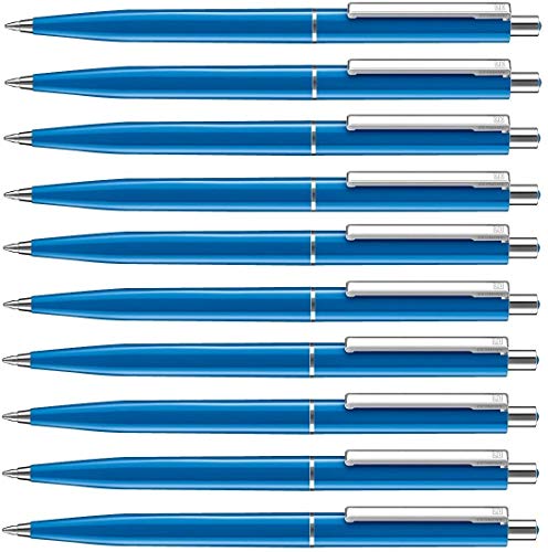 allpremio 50 Stück Kugelschreiber blau Qualität – Mine BLAU Strichstärke M – dokumentenecht nach ISO 12757-2 – Sparpack Druckkugelschreiber mit Metall Clip nachfüllbar von allpremio