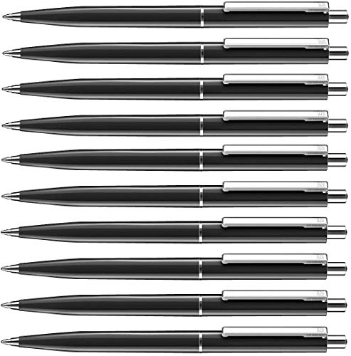 allpremio 50 Stück Kugelschreiber schwarz Qualität – Mine SCHWARZ Strichstärke M – dokumentenecht nach ISO 12757-2 – Sparpack Druckkugelschreiber mit Metall Clip nachfüllbar von allpremio
