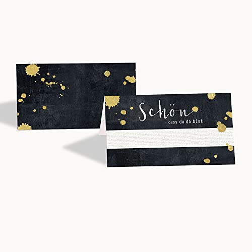 15 Tischkarten Set Platzkarten GOLDSPRENKEL auf TAFELDESIGN, Weihnachten, Goldene Hochzeit, Namenskarte 15 Tischkarten Set Platzkarten GOLDSPRENKEL auf TAFELDESIGN, Weihnachten, Goldene Hochzeit, Namenskarte von almira Design