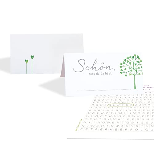 15 Tischkarten Set Platzkarten HOCHZEIT HERZBAUM GRÜN mit SPIEL innenseitig, Tischkärtchen zum beschriften, Namenskarten, grün, Jubiläum Geburtstag 15 Tischkarten Set Platzkarten HOCHZEIT HERZBAUM GRÜN mit SPIEL innenseitig, Tischkärtchen zum beschriften, Namenskarten, grün, Jubiläum Geburtstag von almira Design