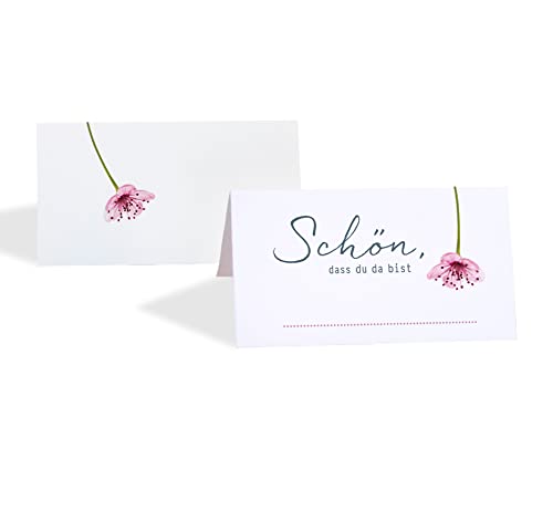 15 Tischkarten Set Platzkarten Hochzeit KIRSCHBLÜTE mit SPIEL innenseitig, Tischkärtchen zum beschriften, Namenskarten, rosa, Jubiläum Geburtstag Familienfest von almira Design