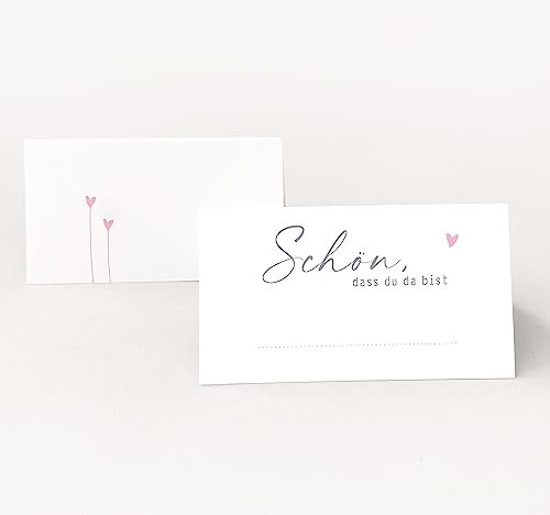 15 Tischkarten Set Platzkarten "Schön, dass du da bist" EIN HERZ ROSA - SCHLICHT, Hochzeit, Geburtstag, Jubiläum, schlicht 15 Tischkarten Set Platzkarten "Schön, dass du da bist" EIN HERZ ROSA - SCHLICHT, Hochzeit, Geburtstag, Jubiläum, schlicht von almira Design