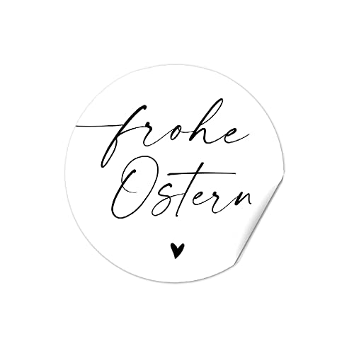 24 Sticker FROHE OSTERN - feine FEDERschrift, 40mm, rund, Aufkleber Ostern von almira Design