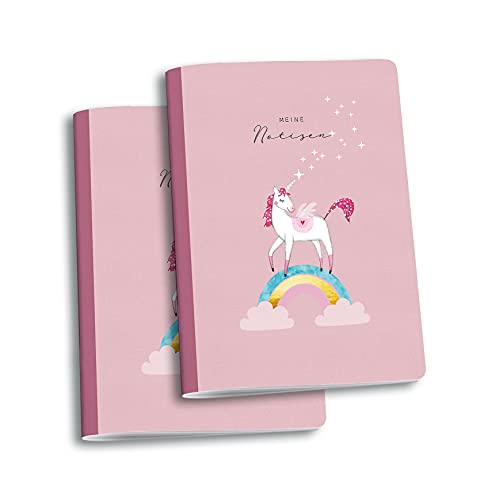 2er-Set Notizheft EINHORN unicorn, blanko weiß, A5 ohne Linien, 44 Seiten zum beschriften, Notizbuch, Skizzenbuch, Tagebuch, rosa Mädchen von almira Design