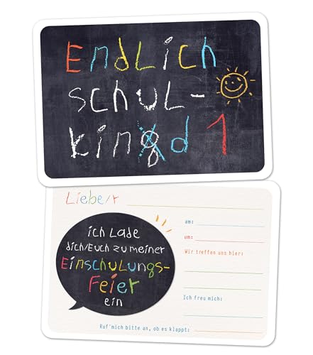 almira Design 10 Einladungskarten Schulanfang Endlich Schulkind Tafel Einschulungsfeier von almira Design