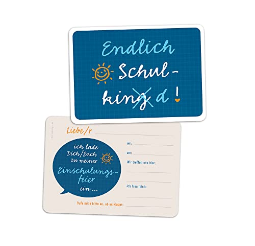 almira Design 10x Einladungskarten Einschulung Endlich Schulkind BLAU, Einladungen Schulanfang für Jungen und Mädchen almira Design 10x Einladungskarten Einschulung Endlich Schulkind BLAU, Einladungen Schulanfang für Jungen und Mädchen von almira Design