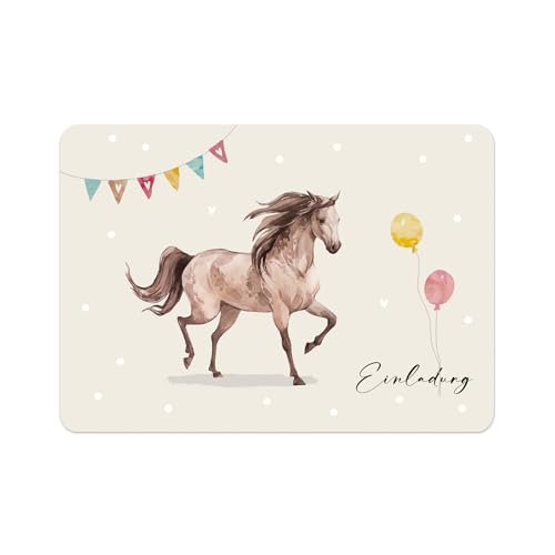 almira Design 10x Einladungskarten PFERD Kindergeburtstag, Einladungen, Geburtstagsparty, Mädchen, Pferdemädchen von almira Design