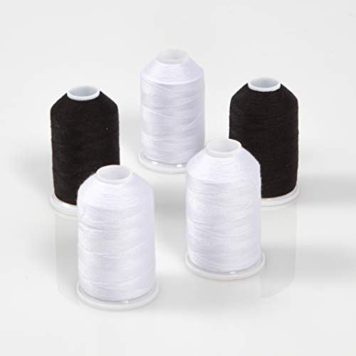 Qualitäts-Nähgarn Mini-King 5 x 1000 m, Nähgarn, / 100% Polyester / 3-fädig (Schwarz-weiß) von alzetta