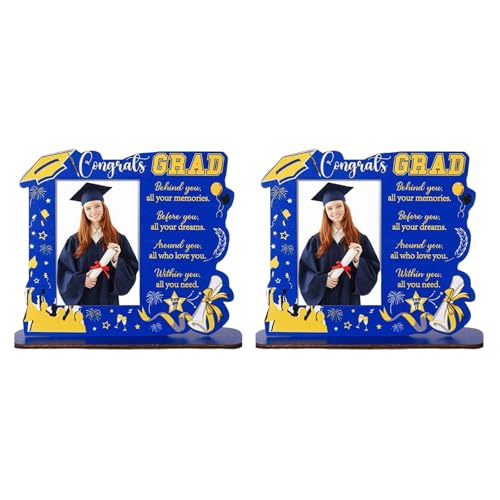 amangul Bilderrahmen aus Holz mit inspirierendem Zitat für Graduierten-Erinnerung, Heimbüro, Schreibtischdekoration (blau) von amangul