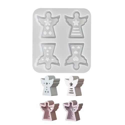 amangul Flexible Silikonform für Schreibtisch-Ornamente, 4 Muster, Engelsform, Atmosphäre, Licht, Festival, Heimdekoration, Form von amangul
