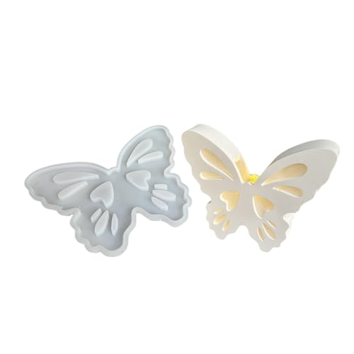 amangul Flexible Silikonform für leuchtendes Schmetterlings-Nachtlicht, kreative Designs für romantische Atmosphäre, Heimdekoration (Doppelherzmuster) von amangul