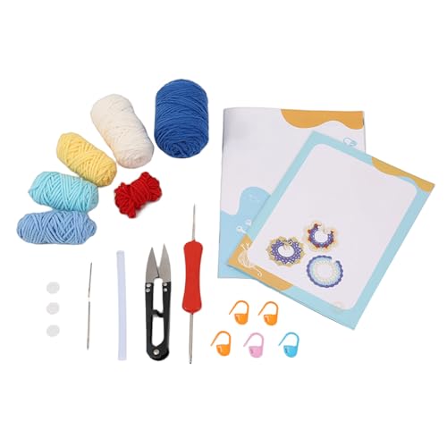 amangul Häkelset für Anfänger, Häkel-Lätzchen, Set für Anfänger, Erwachsene, inkl. Schritt-für-Schritt-Anleitung (evtl. nicht in deutscher Sprache), Garne, Häkelnadel von amangul