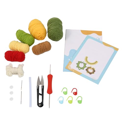amangul Häkelset für Anfänger, Häkel-Lätzchen, Set für Anfänger, Erwachsene, inkl. Schritt-für-Schritt-Anleitung (evtl. nicht in deutscher Sprache), Garne, Häkelnadel von amangul