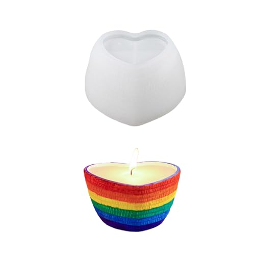 amangul Harzform-Set für Rosenblüten, Glasbecher und Kerzenständer, Silikon-Bastelformen für Epoxid-Seifenherstellung (herzförmig) von amangul