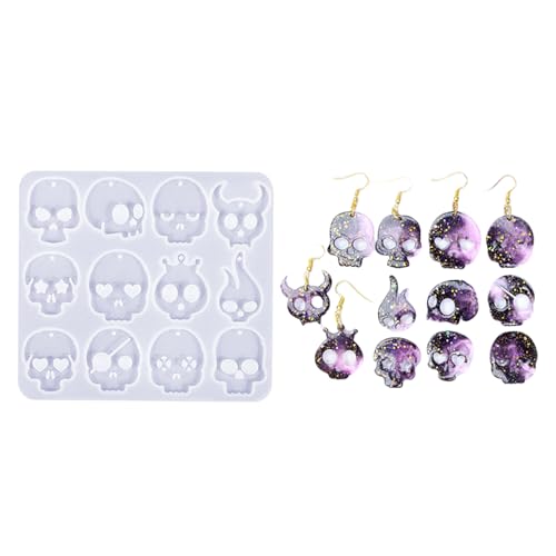 amangul Modische Totenkopf-Ohrringe, stabiles Silikonform-Set, Heimdekoration für Schmuckherstellung, stilvolle Bastelformen (01) von amangul
