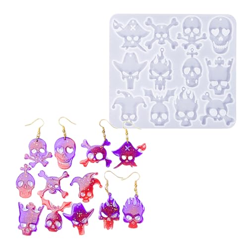 amangul Modische Totenkopf-Ohrringe, stabiles Silikonform-Set, Heimdekoration für Schmuckherstellung, stilvolle Bastelformen (02) von amangul