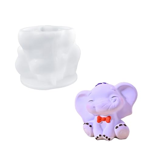 amangul Niedliche Mehrzweck-Silikonform, 3D-Elefant, stabil, tragbar, für Kunstharzhandwerk und Gipsfiguren, Heimdekoration (Baby-Elefant) von amangul