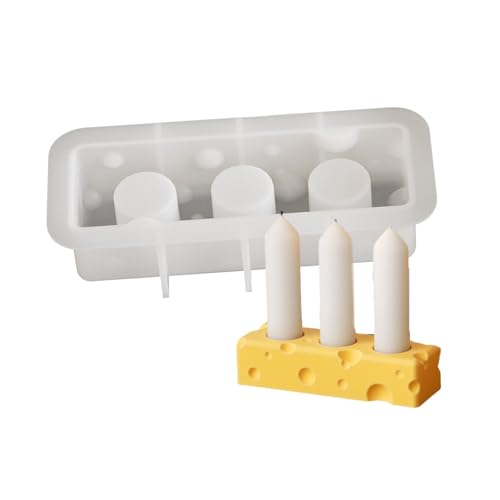 amangul Robustes Mehrzweck-Silikon-Käse-Kerzenhalter-Formen-Set, tragbar, für Harz, Gips, Bastelbedarf, verschiedene Größen (drei Löcher) von amangul