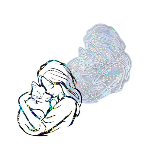 amangul Silikonform für Wanddekoration, Motiv: Mädchen, mit Katzenmotiv, holografische Regenbogen-Lichter, für Wandaufkleber, Schmuckherstellung, Werkzeug (transparent) von amangul