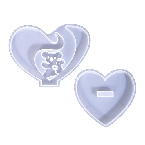 amangul Silikonform mit 2 Skulpturen, leicht zu entformen, Katze, Bär, Schmetterling, Herz, Ornament, Form für Enthusiasten (Bärenliebe 2) von amangul