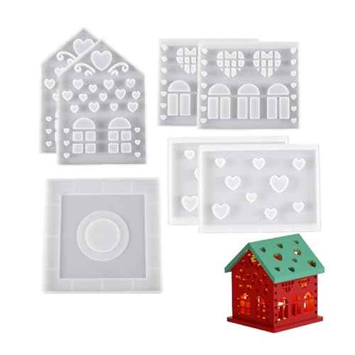amangul Silikonform mit Herz-Haus-Kerzenhalter, zum Selbermachen, Zement, Gips, Ton, Kerzenständer, Harz, Ornamente, Formen, Heimdekoration, 7-teiliges Set amangul Silikonform mit Herz-Haus-Kerzenhalter, zum Selbermachen, Zement, Gips, Ton, Kerzenständer, Harz, Ornamente, Formen, Heimdekoration, 7-teiliges Set von amangul