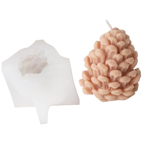 amangul Stabiles Mehrzweck-Silikon-Kerzenhalter-Formen-Set, tragbar, für Kunstharz, Gips, Bastelbedarf, verschiedene Größen (Silikon-Tannenzapfen) von amangul