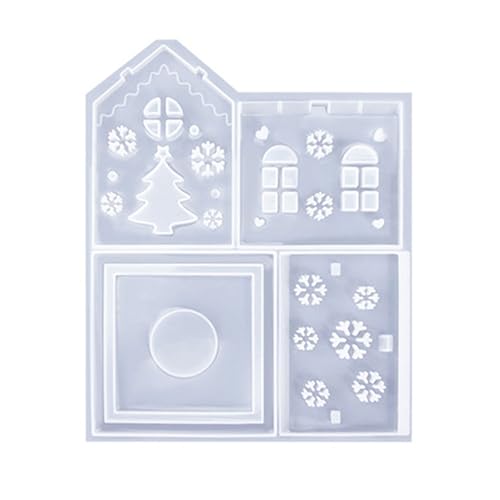 amangul Stabiles Silikon-Weihnachtshausform-Set, Zubehör, tragbar, für Bastelbedarf, hochtemperaturbeständig, leicht zu entformen (Schneeflocken-Weihnachten) von amangul
