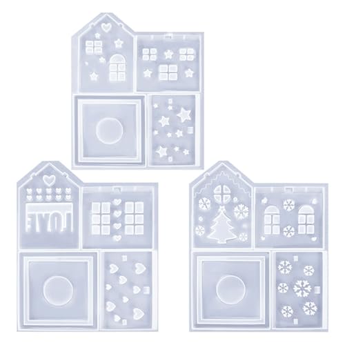 amangul Stabiles Silikon-Weihnachtshausform-Set, Zubehör, tragbar, für Bastelbedarf, hochtemperaturbeständig, leicht zu entformen (Set) von amangul