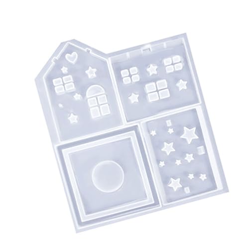 amangul Stabiles Silikon-Weihnachtshausform-Set, Zubehör, tragbar, für Bastelbedarf, hochtemperaturbeständig, leicht zu entformen (Stern-Weihnachtshaus) von amangul