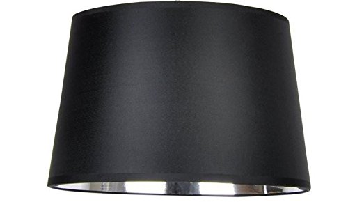 Designer-Lampenschirm-Satin-schwarz-rund-konische-Form Ø 40cm innen Chrom (25 * 40 * 26cm) von ambiente-lebensart.de