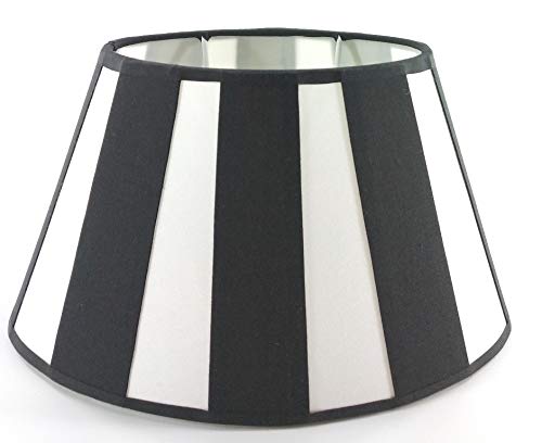 Lampenschirm-rund-konische-Form-schwarz-weiß- gestreift Ø 30 cm Landhaus-vintage-Stil von ambiente-lebensart.de
