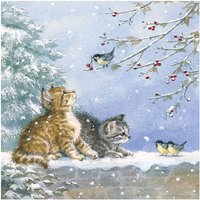 Serviette "Kätzchen im Winter" - 20 Stück von Blau