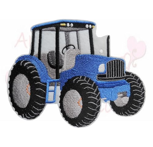 Aufnäher XL Traktor blau Applikation Aufbügler Bügelbild Patch Trekker Tractor für Kinder, gestickt, Handmade, Flicken Aufnäher XL Traktor blau Applikation Aufbügler Bügelbild Patch Trekker Tractor für Kinder, gestickt, Handmade, Flicken von amelieswelt