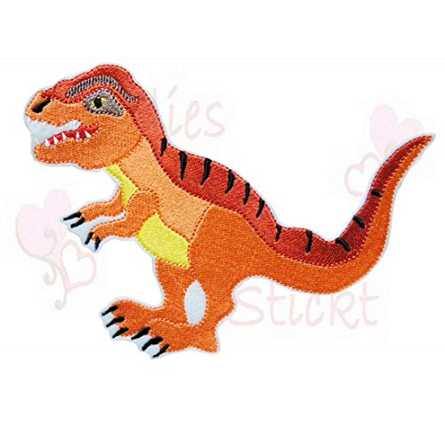 amelieswelt XL großer T Rex Dinosaurier Orange Aufbügler Bügelbild T-Rex Schultüte emblem patch sticker aufnäher von amelieswelt