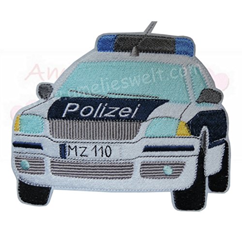 gestickter Aufnäher XL Polizeiauto Streifenwagen Applikation Patch Stickerei, für Kinder, Flicken, gestickter Aufnäher XL Polizeiauto Streifenwagen Applikation Patch Stickerei, für Kinder, Flicken, von amelieswelt