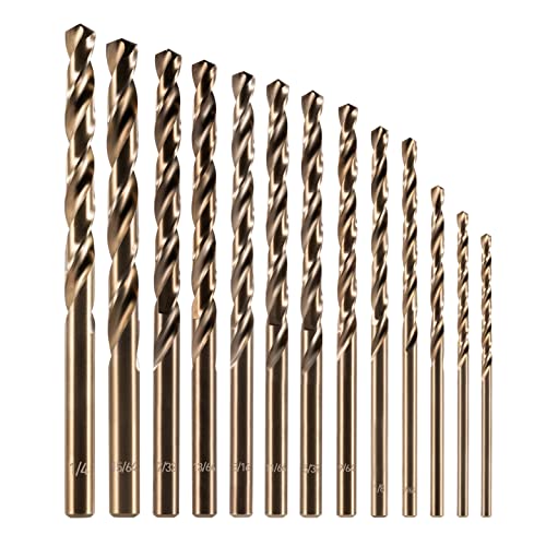 amoolo Cobalt-Bohrer-Set (1,5–6,5 mm, 13 Stück), M35 HSS metrisches Spiralbohrer-Set für Hartmetall, Edelstahl, Gusseisen von amoolo