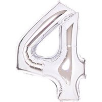 amscan® Folienballon Medium, Zahl 4 silber, 1 St. von amscan®