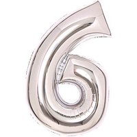 amscan® Folienballon Medium, Zahl 6 silber, 1 St. von amscan®