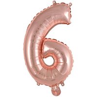 amscan® Folienballon Mini, Zahl 6 rosé, 1 St. von amscan®