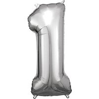 amscan® Folienballon Zahl 1 silber, 1 St. von amscan®